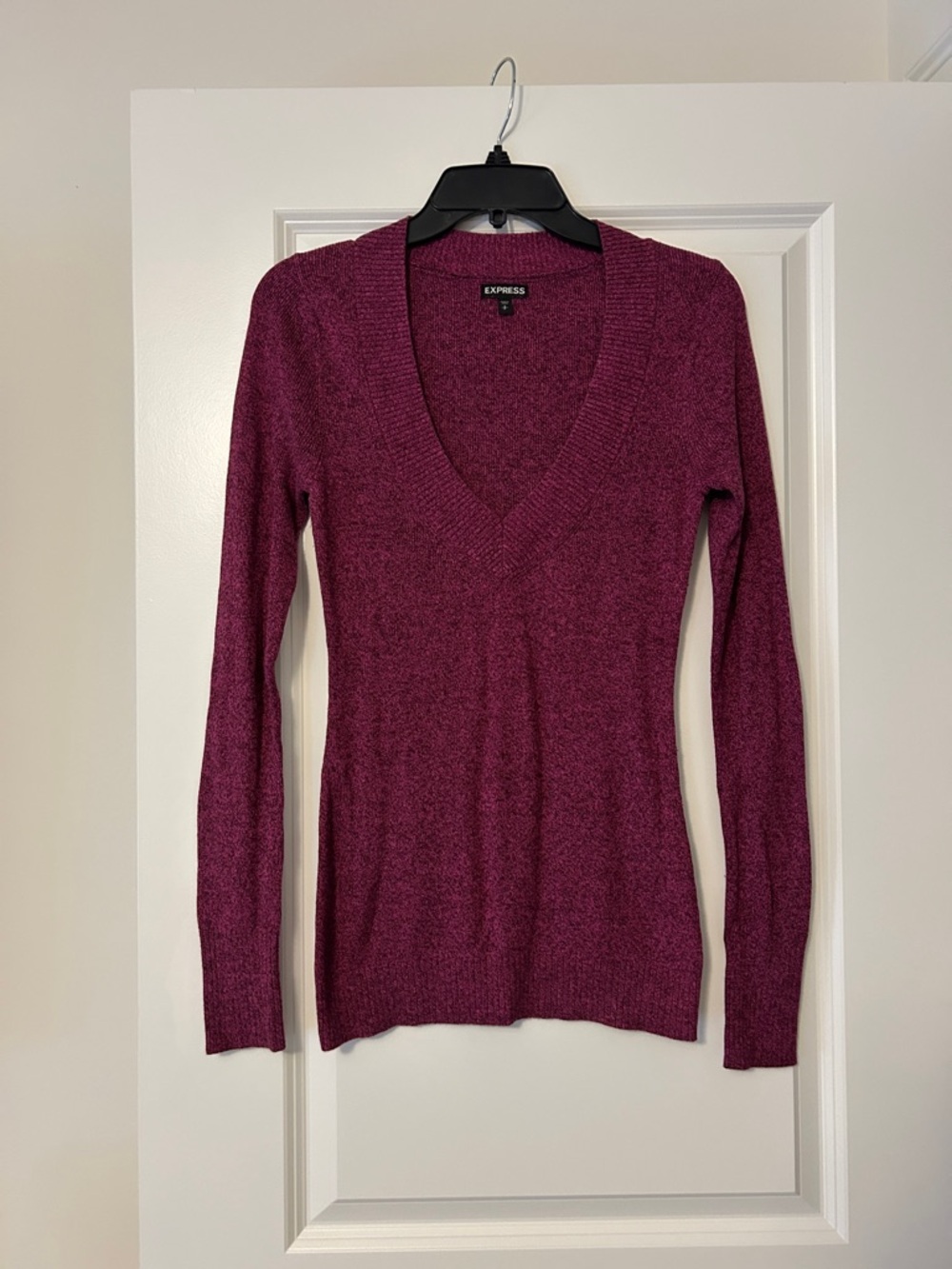 Express Women's V-Neck Sweater in Plum